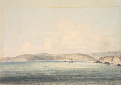 The village of Almandral in the Bay of Valparaiso, with view of the Andes, 1798 (watercolour)