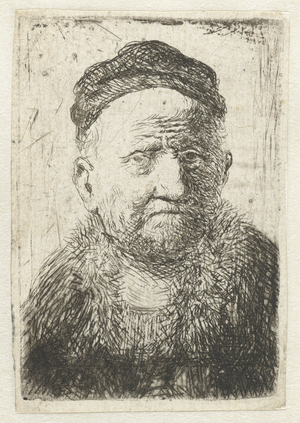 Man (Rembrandt's father?) in skull cap (etching)