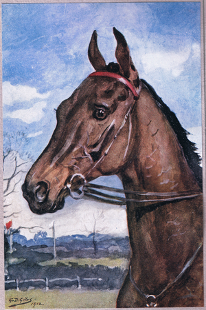 How we beat the favourite, from Poems of Adam Lindsay Gordon published by T. N. Foulis, 1912 (colour litho)