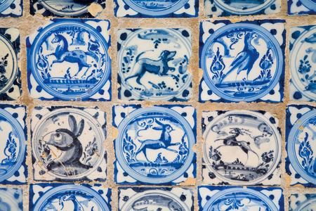 Real Alcazar, Ceramic tiles with animal and bird figures, Seville, Spain