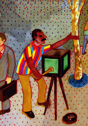 Mexican Organ Grinder, 2006 (watercolour)