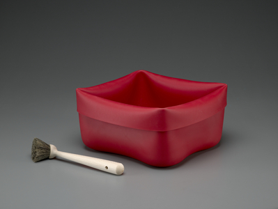Washing Up Bowl And Brush, 1996 (rubber, beechwood, and boars hair)