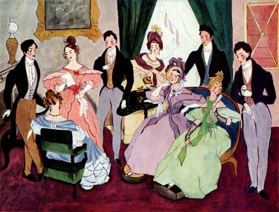 French social gathering  in Paris, France, early 19th century