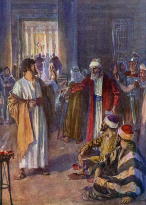 Peter's Denial, John XVIII 26-27 (colour litho)