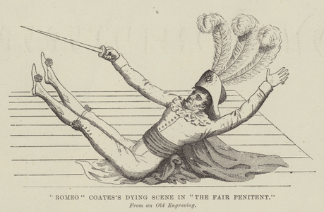 "Romeo" Coates's Dying Scene in "The Fair Penitent" (engraving)