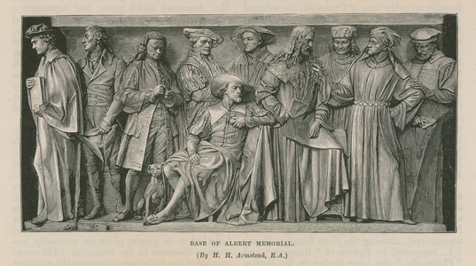 Sculptures at the base of the Albert Memorial (engraving)