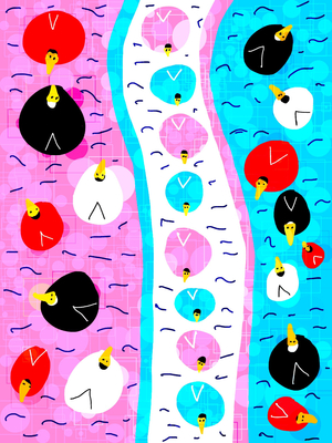 Unruly ducks in a row, 2019 (mixed media)