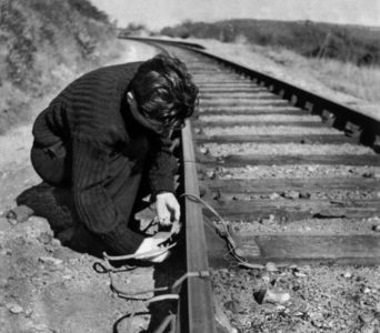 Preparation of Sabotage by a Resistant, 1942 (b/w photo)
