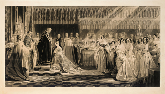 The Coronation of Her Majesty Queen Victoria, in Westminster Abbey, 28th June, 1838, engraved by Charles Edward Flagstaff (1808-50), 1853 (engraving)