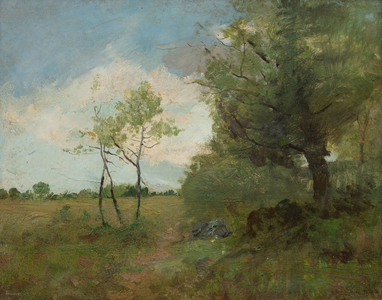 Landscape of Peyrelebade, (oil on panel)