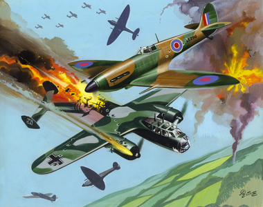 The Battle Of Britain (gouache on paper)