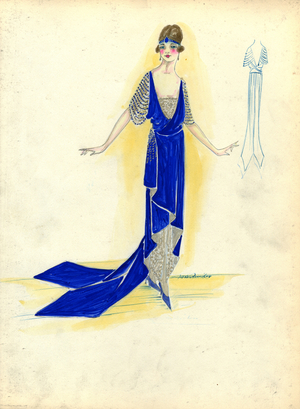 Evening Dress, 1917 (pencil & watercolour on paper)