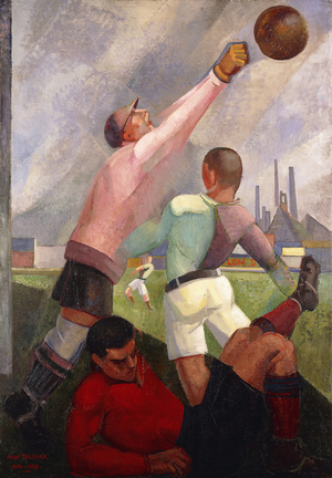 Players on the Plain; Futbolistas en el Llano, 1924-28 (oil on canvas)