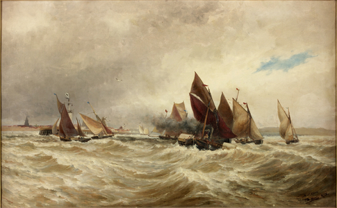 Towing Boats out of Calais (oil on canvas)