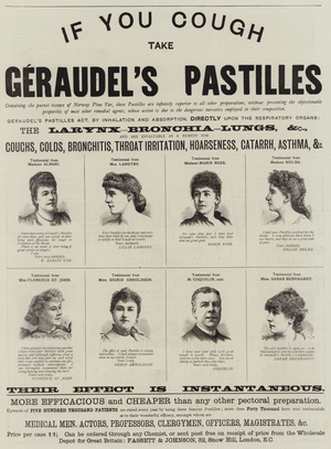 Advertisement, Geraudel's Pastilles (engraving)
