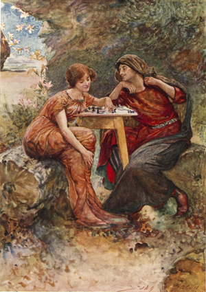 Ferdinand and Miranda (colour litho)