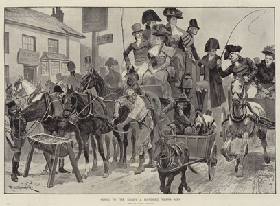 Going to the Derby a Hundred Years ago (litho)