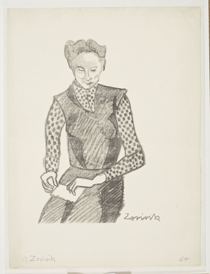 Seated woman in spotted blouse, Zosisik (REPRO), 1930 (circa) (print)