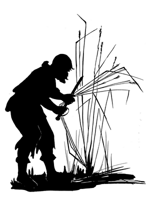 One of a set of Robinson Crusoe silhouettes (litho)