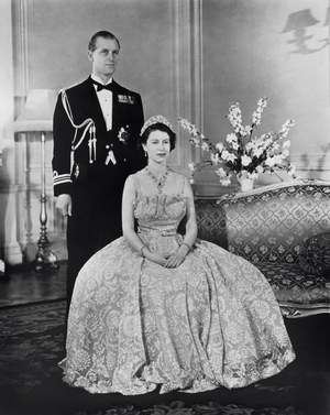 Princess Elizabeth and The Duke of Edinburgh at Clarence House, London, England