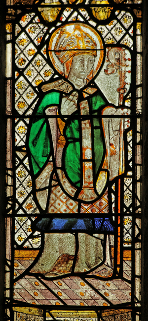 Window n4 depicting St Patrick (stained glass)