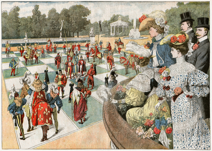 Life size chess game, 1904 (print)