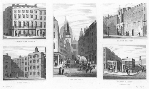 Page of London views, 1835 (engraving)
