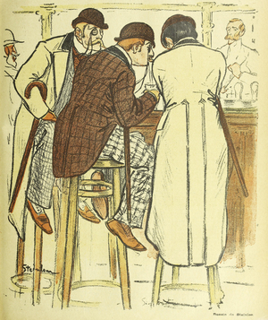 At the Bar, from Gil Blas Illustre, pub. 1899 (colour litho)