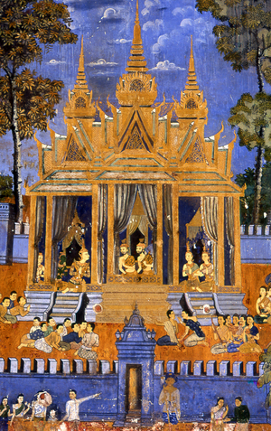 Cambodia: The Reamker (Ramayana) Frescoes in the gallery surrounding the Silver Pagoda compound, Royal Palace and Silver Pagoda, Phnom Penh