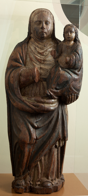 Museum Museu Comarcal de l'Urgell. A statue. Saint Anna Santa Anna. Polychromed wood. 85x35x21cm. 16th - 17th century. Museum ref MCUT 1461.