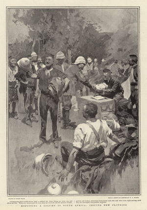 Refitting a Column in South Africa, Issuing New Clothing (litho)