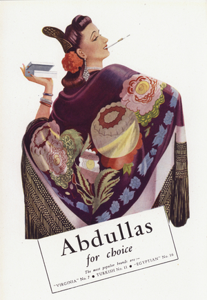 Advertisement for Abdullas cigarettes (colour litho)