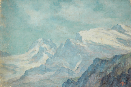 Mountainous Landscape (oil on unstretched canvas)
