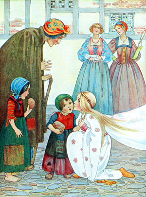 Illustration to the poem The Good Queen from the book Childhood by Millicent and Githa Sowerby, published 1907