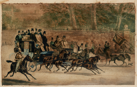Carriage Scene, 19th century (Watercolour)