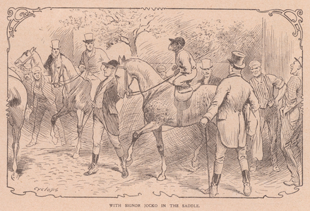 With Signor Jocko in the saddle (litho)