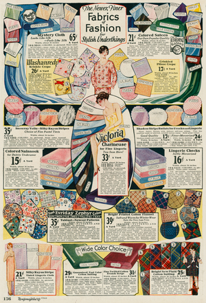 Page from Montgomery Ward catalogue, Fall and Winter 1927-28 (colour litho)