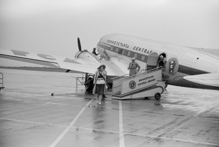 Passengers Leaving Airplane, Municipal Airport, Washington DC, USA, July 1941