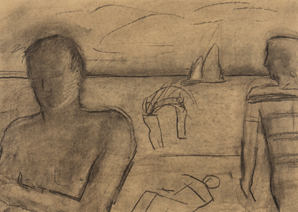 Beach Afternoon, Monte Argentario, 1990 (charcoal on paper)