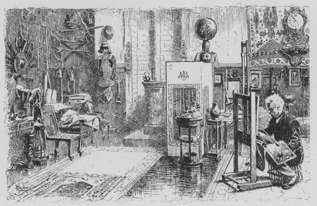 View of Geromes atelier (litho)