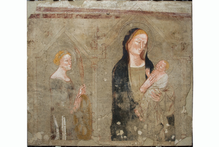 Madonna with Child Jesus and Saint Catherine of Alexandria, c.1334-1340 (staccato fresco)