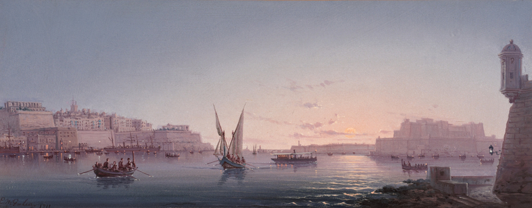 Grand Harbour, Malta, from Corrodino, 1911 (oil on board)