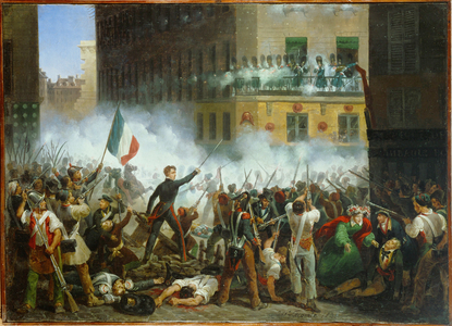 Battle in the Rue De Rohan … (oil on canvas)