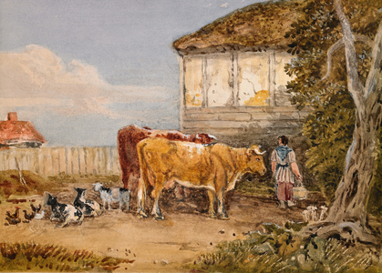 Cows in a Farmyard (w/c and gouache on paper)