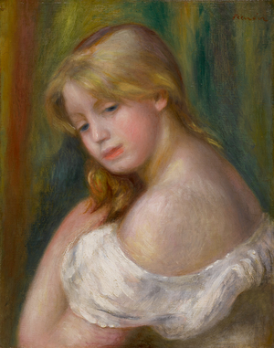 Bust of a young woman with bare shoulders (Young girl at her toilet), c.1890 (oil on canvas)