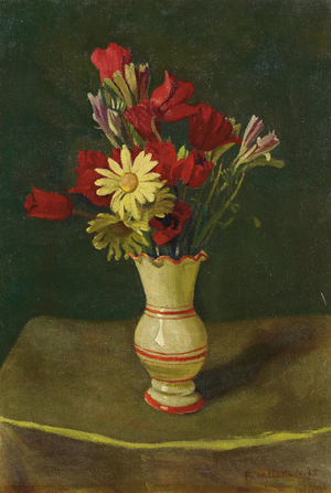 Yellow daisies, yellow tablecloth, 1915 (oil on canvas)