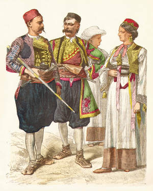 People from Dalmatia, 19th century (copper plate print)