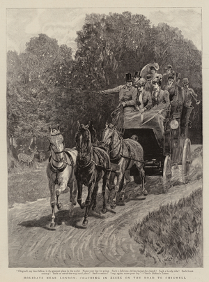 Holidays near London, Coaching in Essex on the Road to Chigwell (engraving)