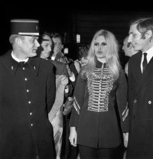 Brigitte Bardot With Gunter Sachs (R) and Francois Reichenbach, 1967 (b/w photo)