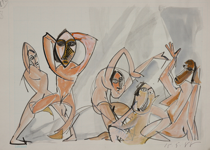 Les Damoiselles D'Avignon 7, 1988 (ink and acrylic on paper)